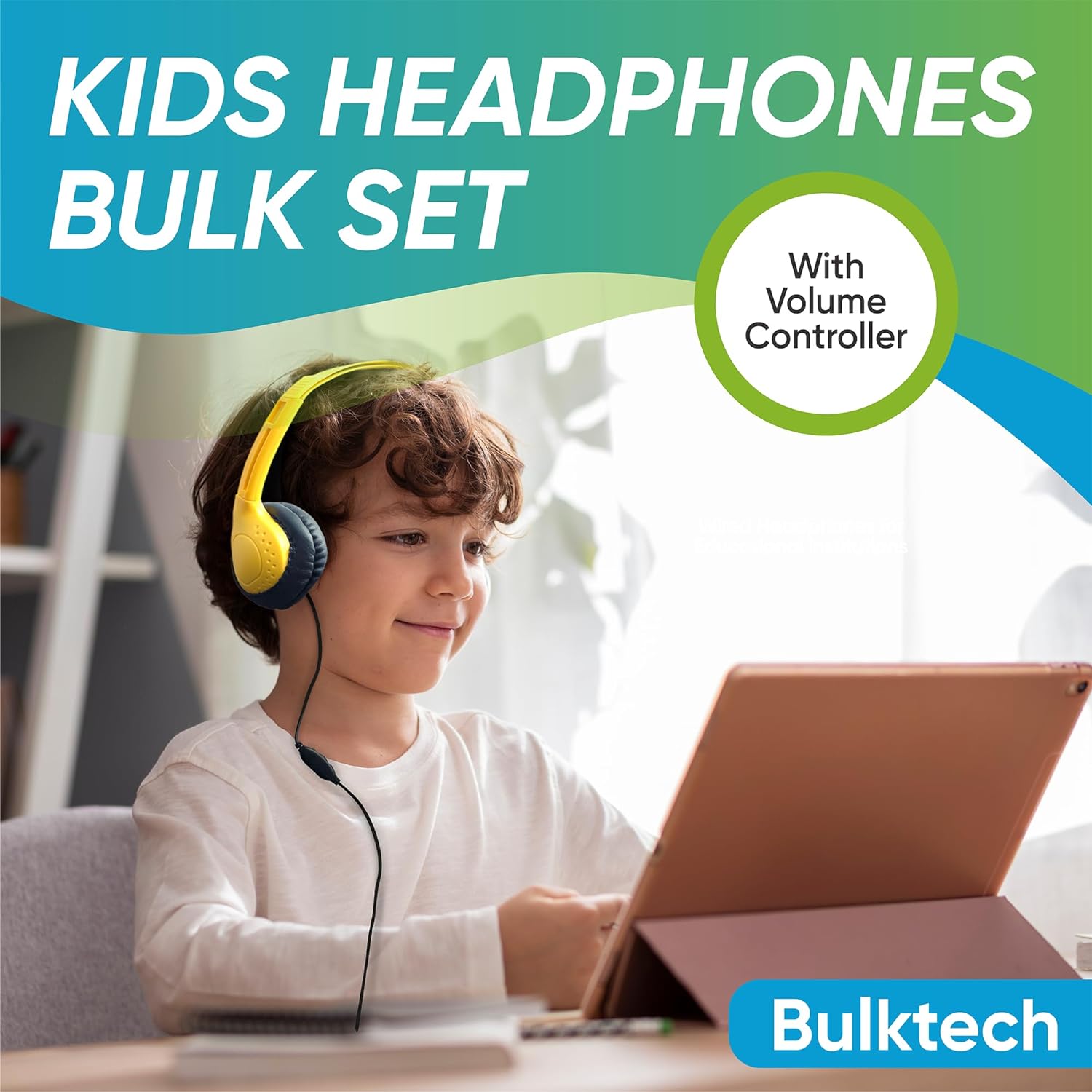 Bulktech Wired On-Ear Leather Headphones with 3.5mm Connector and Remote Control for Volume, Bulk Wholesale