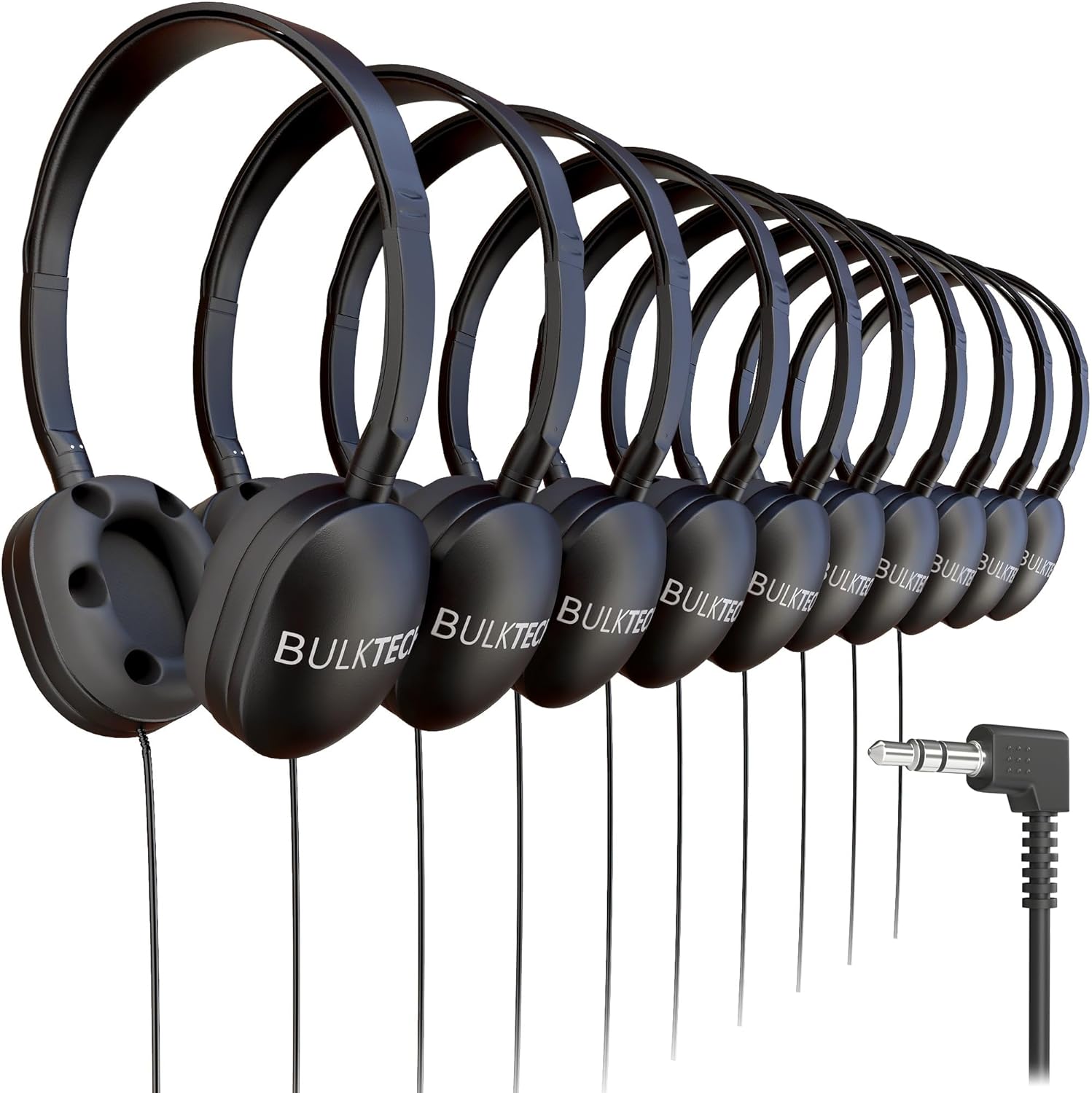 Bulktech Wired On-Ear Rubber Headphones with 3.5mm Connector, Bulk Wholesale