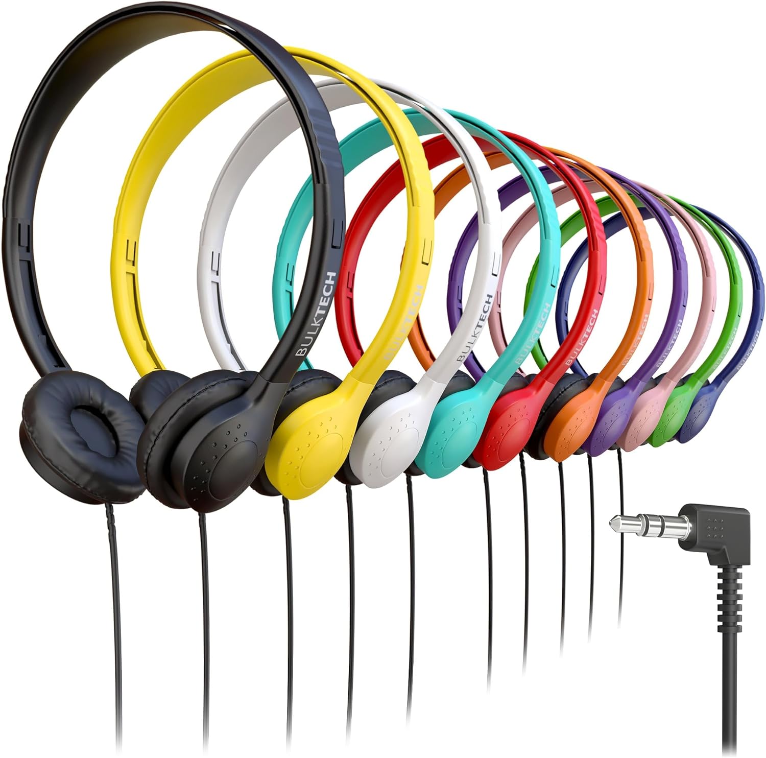 Bulktech Wired On-Ear Leather Headphones with 3.5mm Connector, Bulk Wholesale