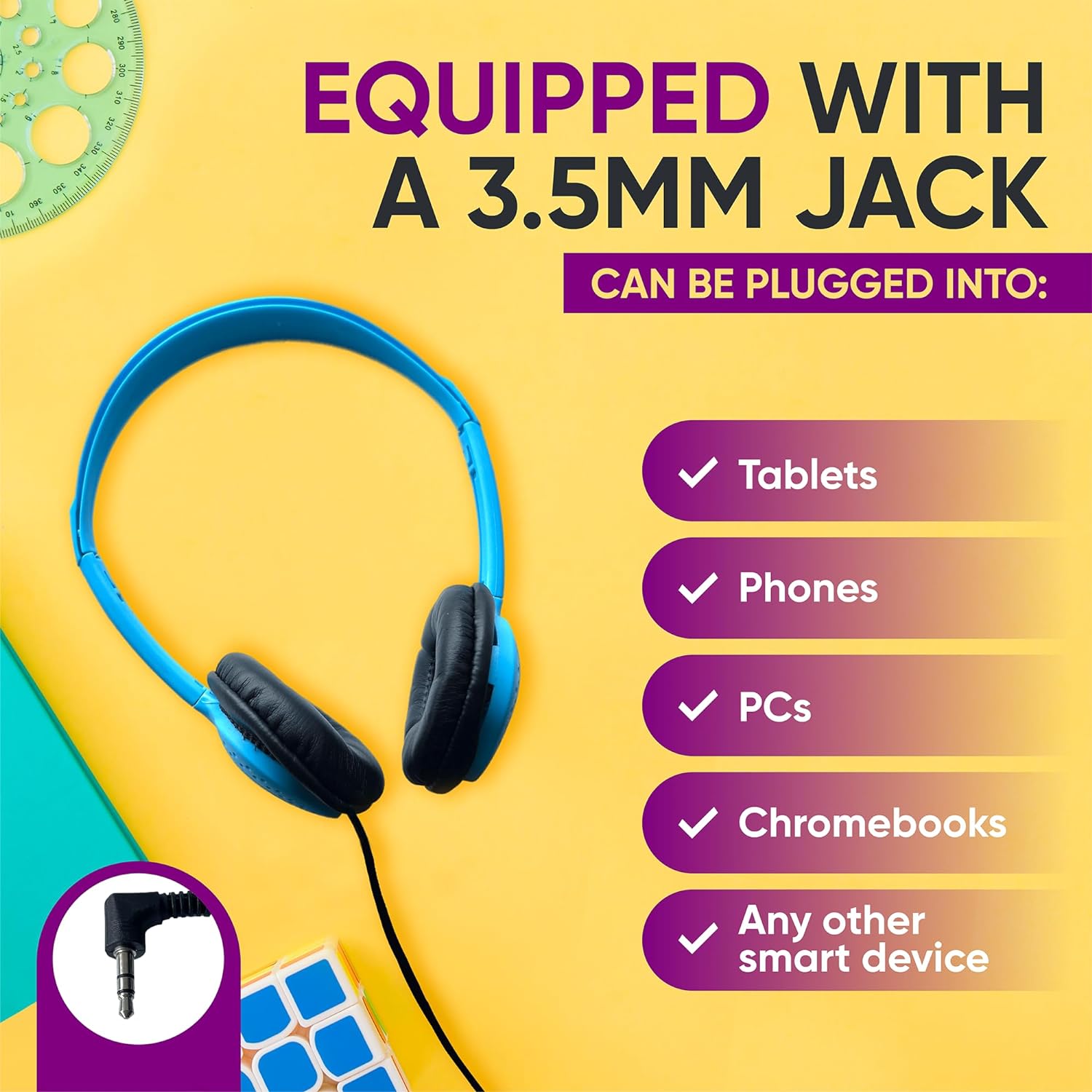 Bulktech Wired On-Ear Leather Headphones with 3.5mm Connector, Bulk Wholesale