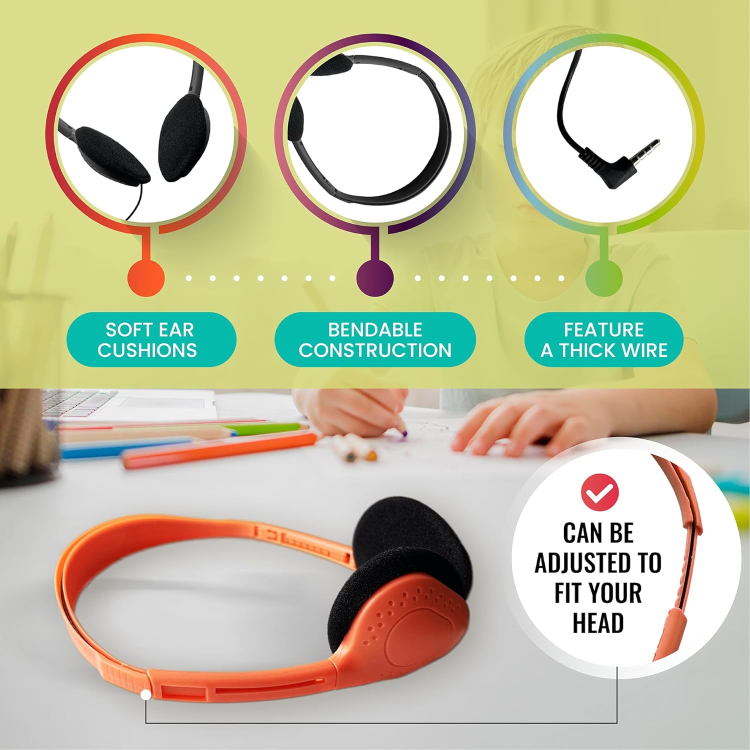 Bulktech Wired On-Ear Headphones with 3.5mm Connector, Microphone with Built-in Remote to Control Music, Phone Calls, Bulk Wholesale