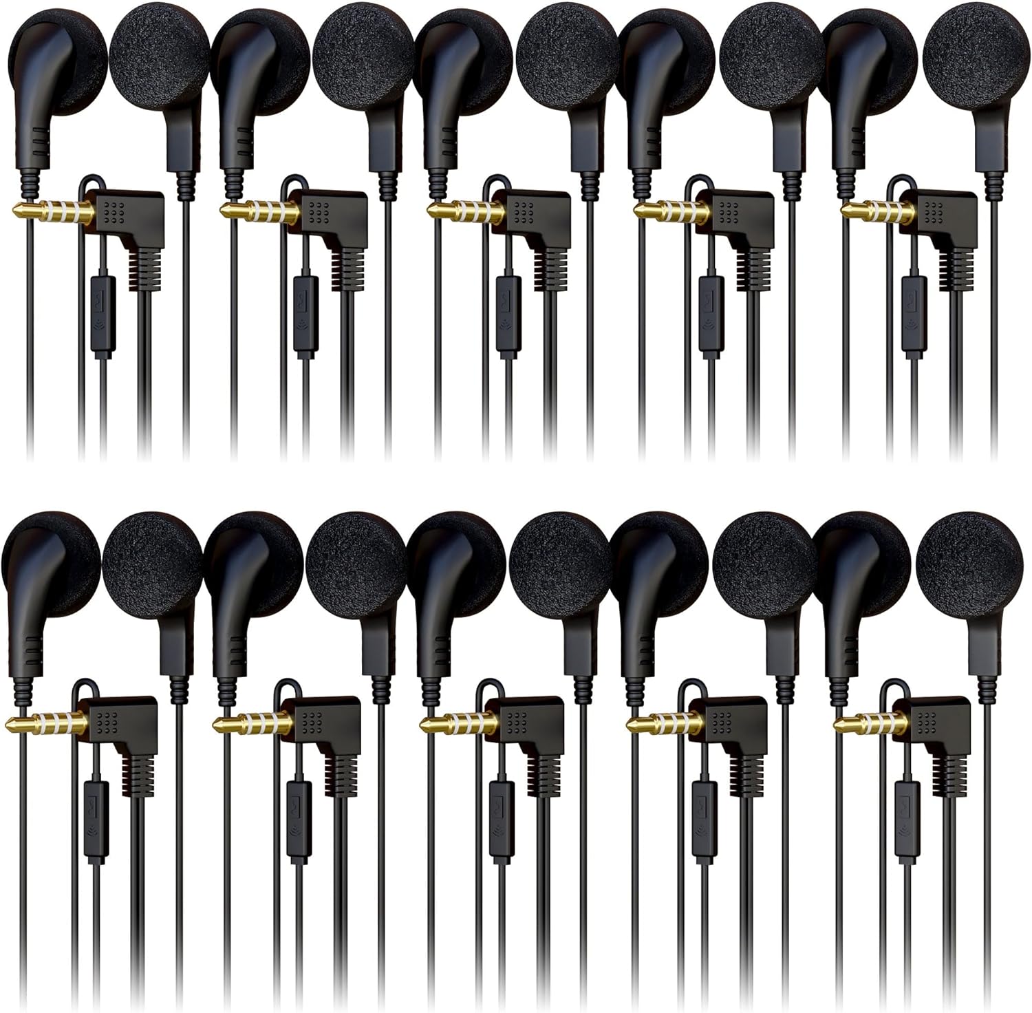 Bulktech Wired in-Ear Earphone Headphones with Microphone, Remote Controller, 3.5mm Connector and Sponge Covers, Bulk Wholesale