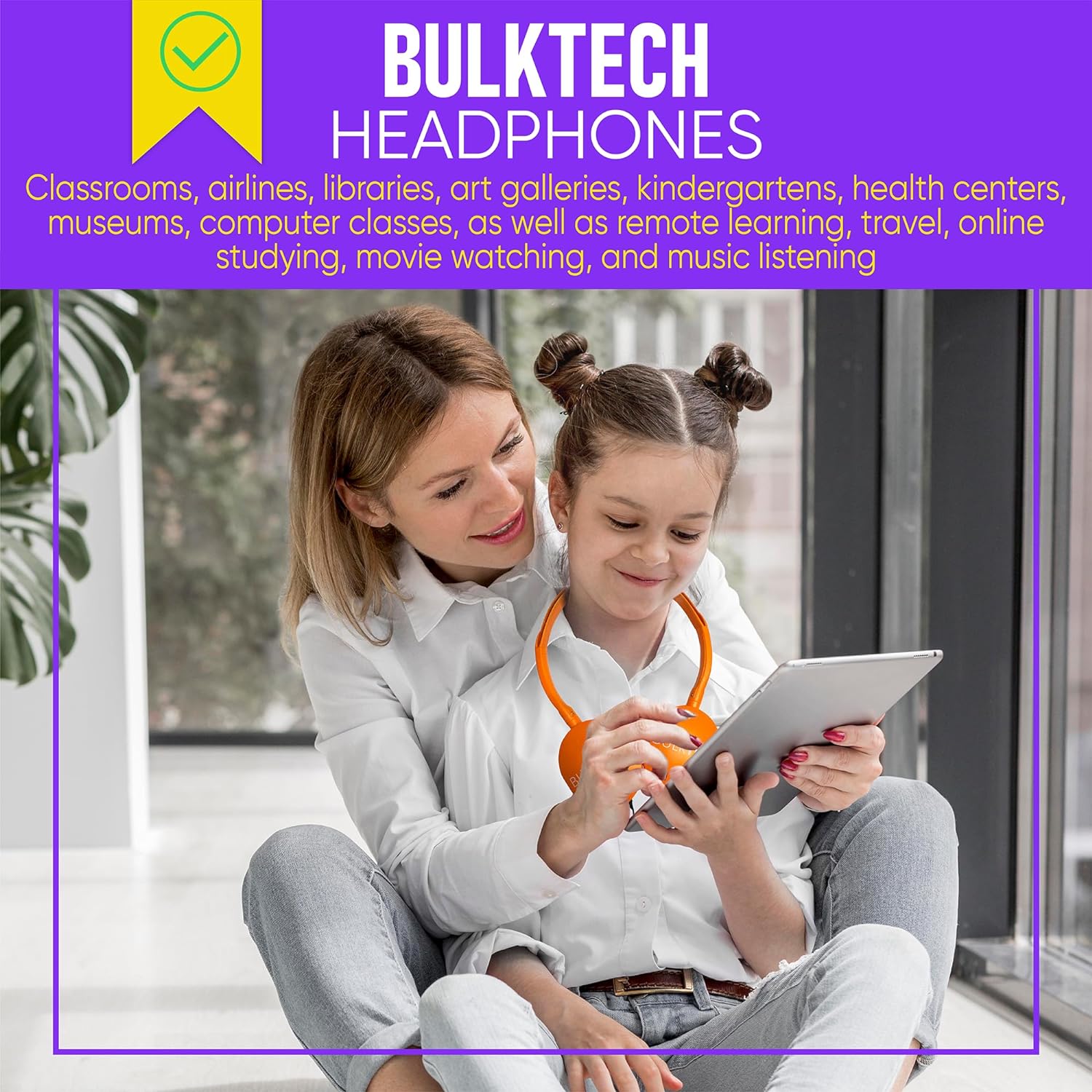 Bulktech Wired On-Ear Rubber Headphones with 3.5mm Connector, Bulk Wholesale