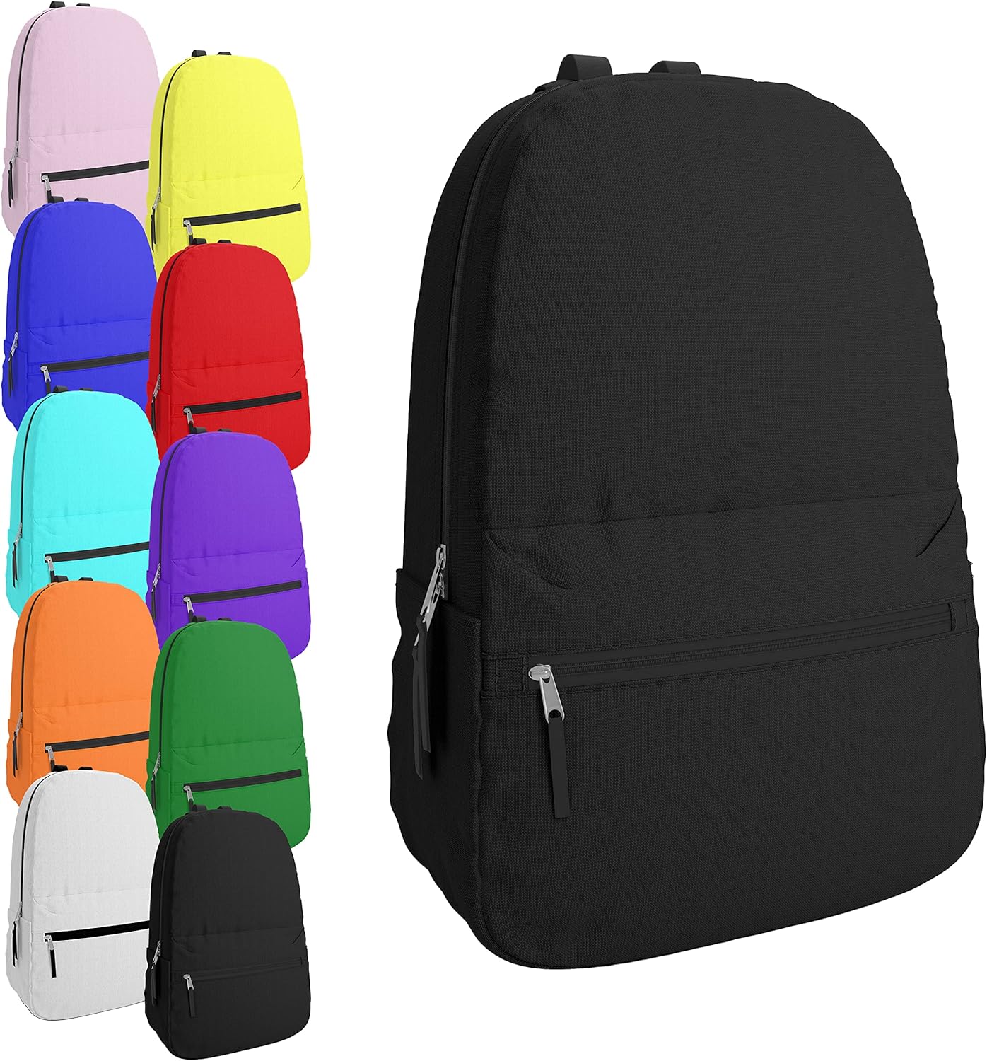 Bulktech Bulk Classic Backpacks in Wholesale Back Packs for Boys and Girls (Assorted 10 Color Pack)